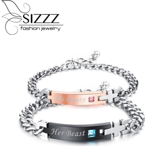 SIZZZ Creative Titanium Steel Bracelet accessories wholesale Couple Bracelet Valentines Day Gift For Women And Men