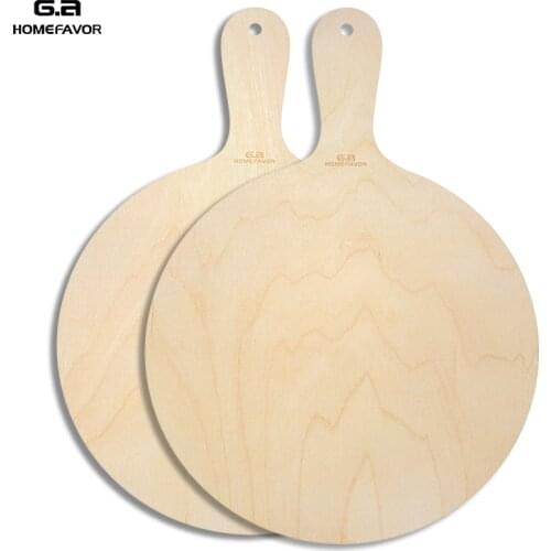 2 Pcs Pizza Board Wood Pizza Peel Shovel Paddle Tray Fruit Bread Cutting Board Bakeware Tools