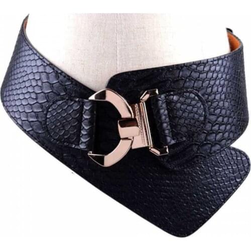 2021 High-end Elastic Womens Wide Belt Fashion Cinch Cummerbund Suitable For Dress Coat Metal Litchi Pattern Waist Belts