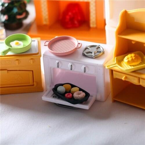4 Pcs/Set Doll House Baking Pan Japanese Steak Pan Miniature Kitchen Model Tableware Kitchen Toys Doll House Accessories