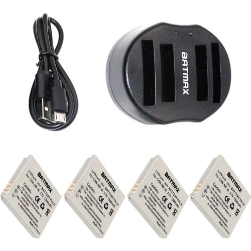 4Pcs NB-4L NB 4L NB4L Batteries + Dual Charger with USB Cable for Canon IXUS 60 65 80 75 100 I20 110 115 120 130 IS 117 220 225