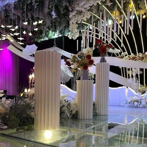 4pcs Wedding Props Stage Multicolor Origami Round Pillar Three Piece Shopping Mall Decor Home Birthday Party Arrangement Decor