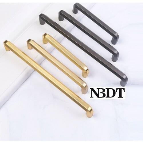 4Pcs Zinc Bended Hexagonal Hex Bar Pull Cabinet Cupboard Closet Drawer Brushed Brass Grey
