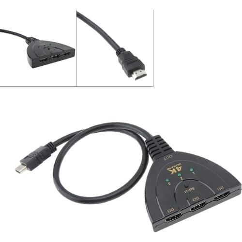 4K 2K Mini HDMI Amplifier Switcher 3 In 1 4 Ports Selector Splitter Fit for HDTV / Projector / DVD / Xbox / PS3 / PS4