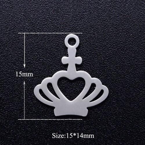 5pcs/lot Princess Crown Stainless Steel DIY Charms Wholesale Jewelry Finding Supplies DIY Pendants for Necklace Making