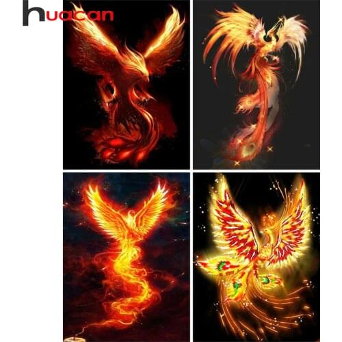 Huacan 5d Diy Diamond Painting Phoenix Home Decor Mosaic Embroidery Fantasy Animal Diamond Art