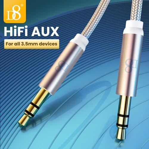 D8 AUX Cable Jack 3.5mm Audio Cable 3.5mm Jack For PC Speaker Headphones Car Xiaomi redmi 5 plus Oneplus 5t Stereo AUX Cord