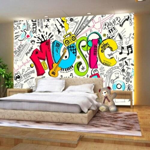 Beibehang Custom 3D Abstract Musical Childrens Room Graffiti Large Mural Cafe Restaurant Bar Bedroom Streets Rock Wallpaper