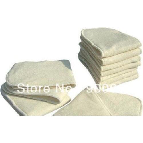 Free Shipping Natural Fiber Bamboo Terry 100pcs 4 Layers Pure Washable Baby Cloth Diaper High Quality Organic Nappy inserts