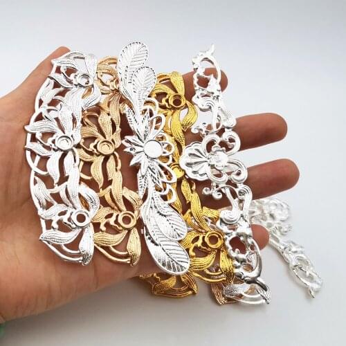 SIXTY TOWFISH 2 Pieces DIY Jewelry Accessories Alloy Ancient Retro Style Materials Flower Charms Jewelry Pendant Base Spacers