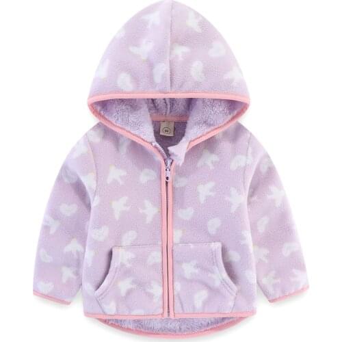 Kids Jacket For Girls Autumn Winter Jacket For Girls Hooded Warm Fleece Coat For Girl Clothes Children Cute Print Velvet Coat