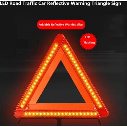 Road Traffic Car Foldable LED Warning Triangle Sign Emergency Reflective Stop Hazard Red Sign Vehicle Emergency Triangle Tripod