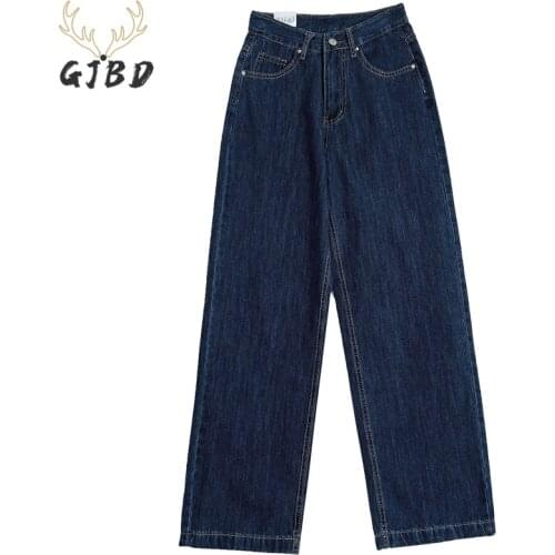 Jeans Woman High Waist New 2021 Summer Dark Blue Baggy Denim Pants Wide Leg Casual Mom Jeans Vintage Streetwear Straight Pants