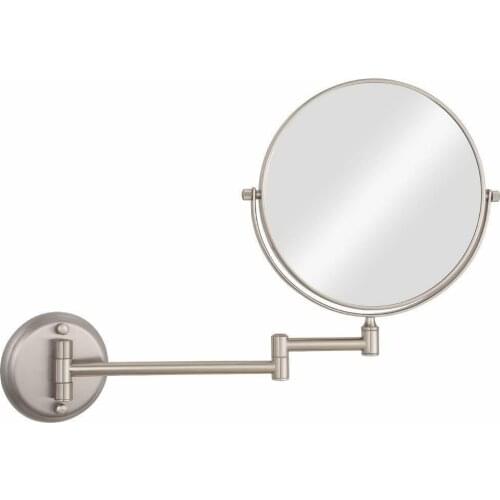 Wall Mounted Rotated 10X/1X Magnification Makeup Mirror with Magnifying for Makeup or Shaving, Folding Mirrors Nickel Brushed