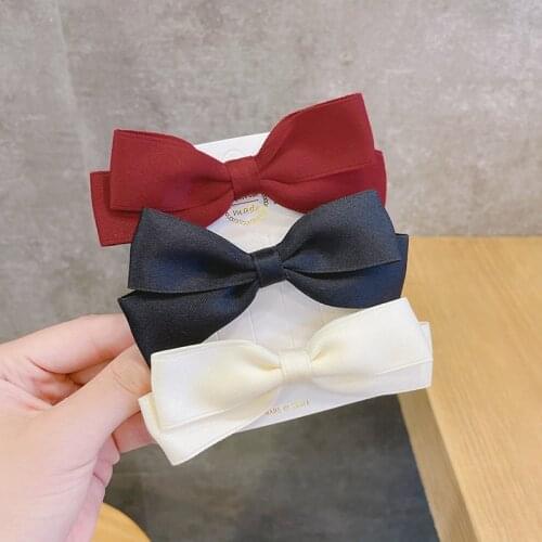 Korean Black Top Head Standing Hair Bows Ribbon Bowknot Girls Hair Clips French Hairpin Kids Barrette Hair Styling Accessories