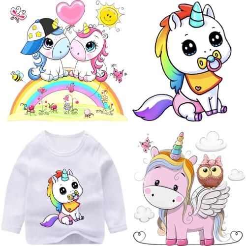 Cool Unicorn Heat Transfer Vinyl Termoadhesivos Applique Diy Clothing Accessories For Kids Iron On Parches washable patches