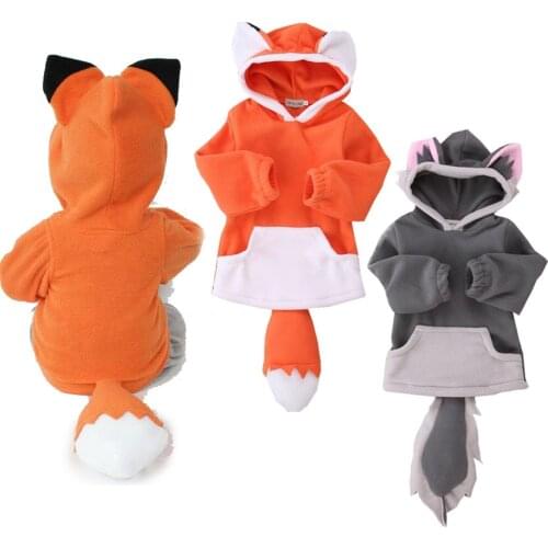 Baby Boys Girl Animal Fox And Wolf Cosplay Costume Cute Baby Cartoon Outerwear Coats Autumn Windbreaker Kids Jacket Hooded