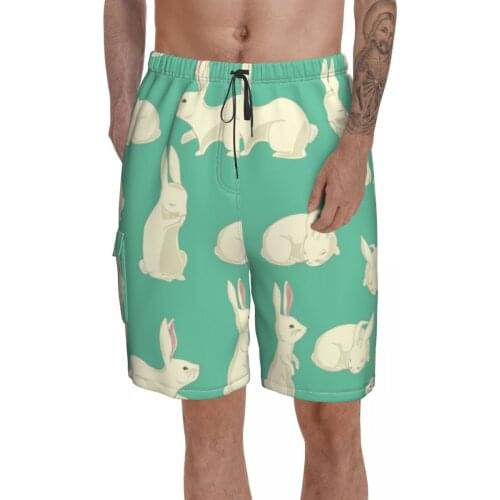 Bunny Board Shorts Bathing Swimming Trunks Polyester Pattern Men Swim Trunks