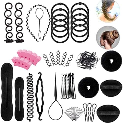 15/24/28pcs Women DIY Hair Styling Accessories Kit Magic Donut Bun Maker Hairpins Ties Fast Twist Modelling Hairdress Braid Tool