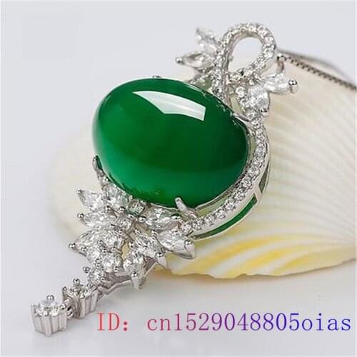 Jade Flower Pendant Jewelry Chalcedony Agate Gifts Chinese Women Amulet Gemstone Necklace Fashion 925 Silver Natural Charm