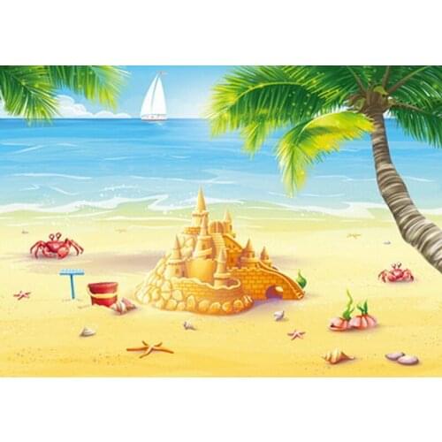 Newest Beach sea childhood backdrops for studio photography background vinyl Children Sand Castle photo studio backdrop D-8031