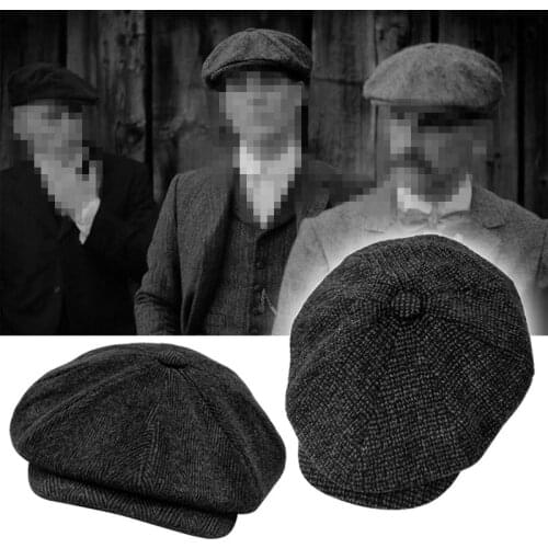 New Retro Newsboy Caps Men Octagonal Hats British Painters Hats Autumn Winter Berets Herringbone Flat Caps Hip Hop Berets gorras