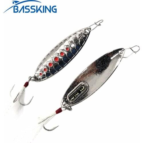 BASSKING NEW 10g 15g Metal Spoon Fishing Lure Quality High-Speed Feathers Sequins Saltwater Baits Artificial Wobblers Pesca