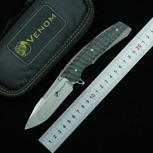 KEVIN JOHN knife VENOM 2 M390 blade titanium alloy + carbon fiber handle outdoor camping hunting hunting pocket knives EDC tools