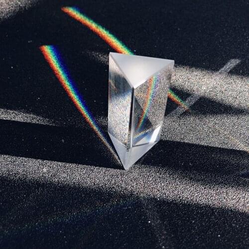 Students Teaching Equipment 25*25*80MM Triangular Prism Optical Prisms Glass Physics Teaching Refracted Light Spectrum Rainbow