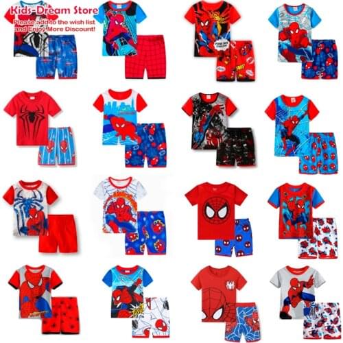 Children Pajamas Spring Short Sleeve TShirt Pant Sport Set Cartoon Kid Boy Girl Baby Sleepers Sleepwear Free Shipping 1-7Years