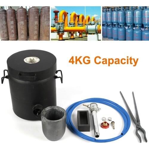 4KG Propane Melting Furnace Graphite Crucible Tongs 1300°C Casting Refining Smelting Precious Metals Gold Silver Tin Aluminum