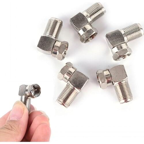 5Pcs/Lot Professional Right Angle 90 Degree Coaxial Connector Waterproof Connection F Male To F Female Adapter Connector RG6 RG5