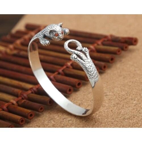 Adjustable hippie Handmade Cat Bracelet Antique Silver/Bronze