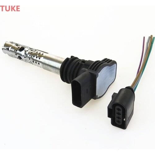 RWSYPL Ignition Coil Spark Plug + Plug Connector Harness 06B 905 115 T For Bora Beetle Golf Passat A4 A6 TT 1J0 973 724