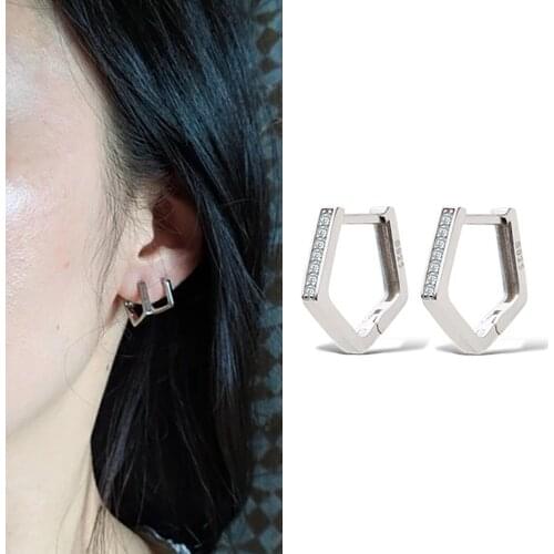 Luxury 8mm/10.5mm CZ Cartilage Hoop Earrings Punk Geometric Ear Buckle for Women Simple Boho Small Earrings Stud Thin Hoops Gift