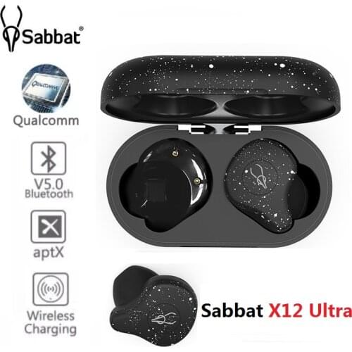 Sabbat x12 Ultra TWS Bluetooth V5.0 In-ear Earbuds Qualcomm Aptx true wireless Stereo sports HiFi Earphone with charger earphone