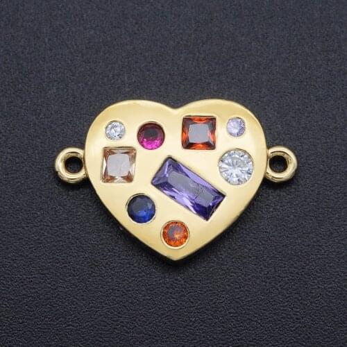 21x14mm CZ Zircon DIY Jewelry Heart Charm Connectors Wholesale Custom Orders Welcome Factory Sale Bracelet Making Connector