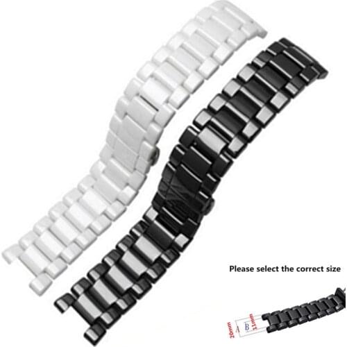 High Quality Watchband 20*11mm 18*10mm Black White Ceramic Watch Band Strap Bracelets For Mens Women Lady CK/GCWatches Replace