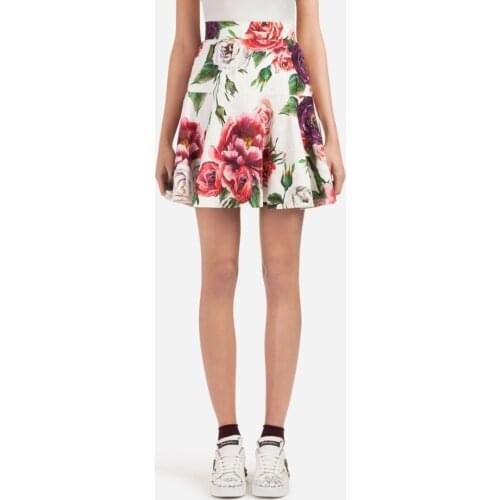 Customize Made Women Plus Size 3XS-10XL High Waist Retro Vintage Floral Printing Short A Line Mini Skirt