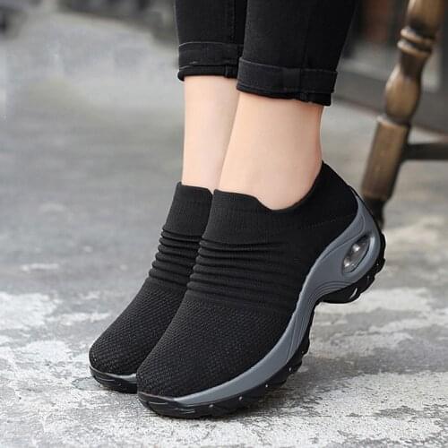 Womens Running Shoes Summer Women Non Slip Platform Sneakers Fashion Mesh Socks for Women Wide Loafers Walking Casual Shoes 42