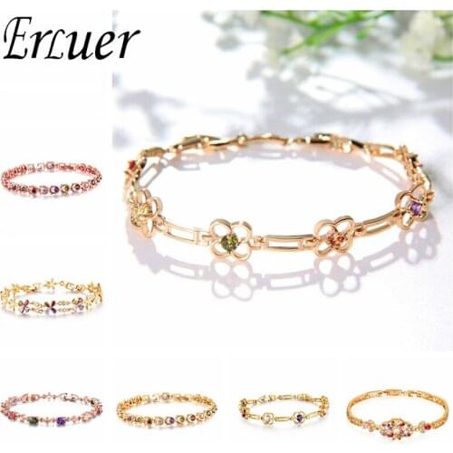 ERLUER Delicate Chain Multi color Crystal CZ Bracelets For Women Charm Colorful Jewelry Wedding Bracelet Bangles Top quality
