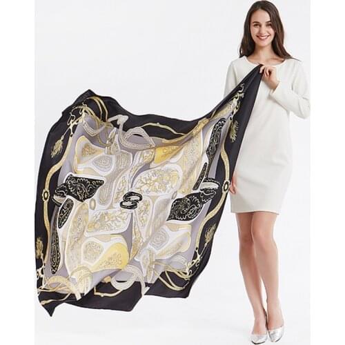 130*130cm TOP Silk Keychain luxurious Scarves Women Foulard Square Hijab Scarf Ladies Shawl wrap muffler pareo female hijab