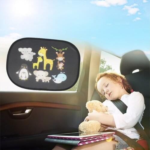 2pcs PVC Car Window Sunshade Summer UV Protector Curtain Cartoon Pattern Window Sun Cover for Kids Car Internal Ornament