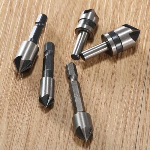5Pcs HSS 5 Flutes Shars Industrial Countersink Drill Bits Set End Mill Milling Chamfer Cutter 82 Degree Woodworking Power Tools