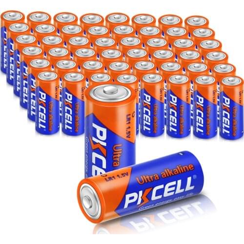 50 PCS 1.5V PKCELL Alkaline Battery LR1 N size for Toys, Speaker, Bluetooth, Players, MP3 AM5 MN9100 910A Primary Dry Batteries