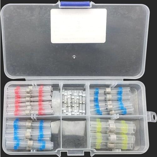 50PCS Set Box Waterproof Heat Shrinkable Sleeve Terminals Wire Insulated Mixed Butt Connectors Electric SST S11 S21 S32 S41