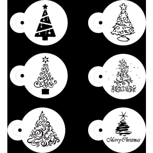 6pcs Christmas tree coffee pattern Layering Stencils for Diy scrapbook/photo album Decorative Embossing coloring,painting