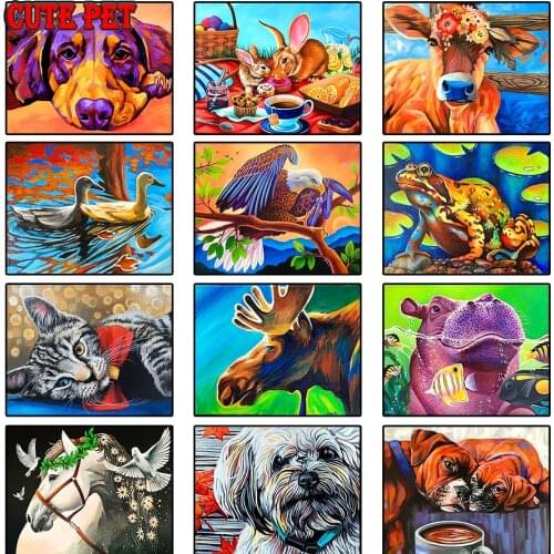 Animal diy Diamond Painting Cattle Dog Cat Eagle Rabbit Rhino Horse cross stitch mosaic full square Drill embroidery nordic art