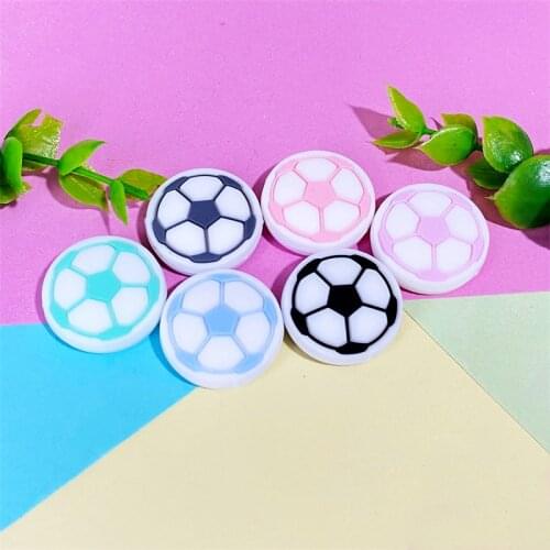 10pcs Silicone Football Beads DIY Baby Soccer Cartoon Teething Sensory Toy
