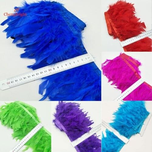 ChengBright 10Yards Turkey Feather Pruning Cloth Sideband Diy Festive Stage Performance Craft Feathers Trim Feather Trim Fringe